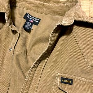 L Vintage Ralph Lauren marble face, button-down, casual corduroy